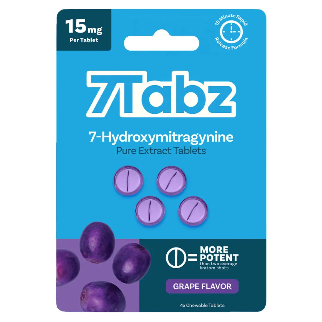 7Tabz Grape 7-Hydroxymitragynine extract tablets with juicy grape flavor and pure kratom alkaloid