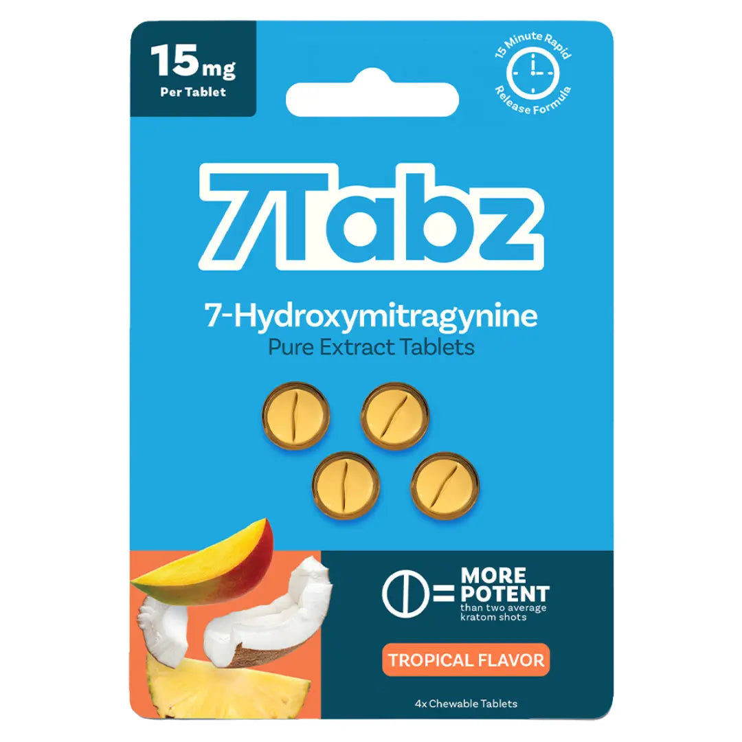7Tabz Tropical 7-Hydroxymitragynine extract tablets with fruity tropical blend and high-potency extract