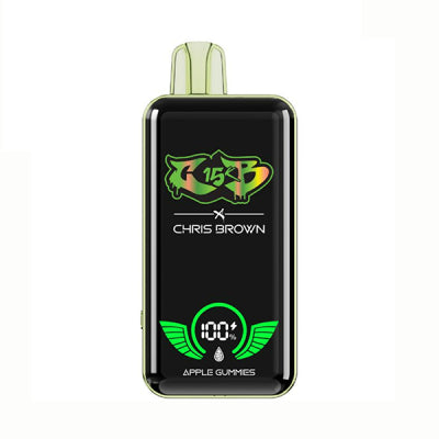 CB15K x Chris Brown Apple Gummies disposable vape with sweet green apple and chewy gummy flavor