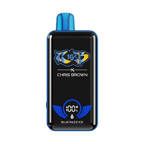 CB15K x Chris Brown Blue Razz disposable vape with bold blue raspberry and tangy candy finish