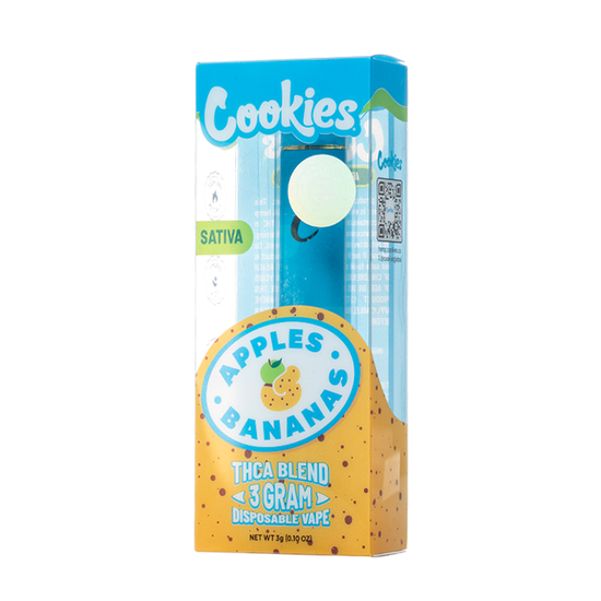 Cookies THC-A Apples and Bananas disposable 3G Sativa with fruity apple banana flavor and uplifting daytime buzz