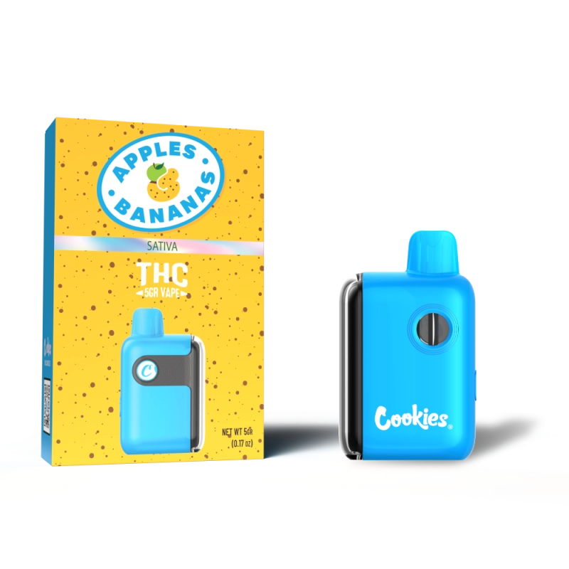 Cookies THC-A Apples and Bananas disposable 5G Sativa with fruity apple banana flavor and energizing head high