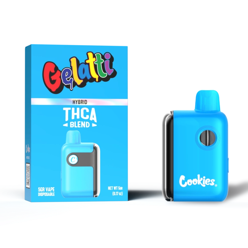 Cookies THC-A Gelatti disposable 5G Hybrid with creamy gelato flavor and balanced uplifting and relaxing effects