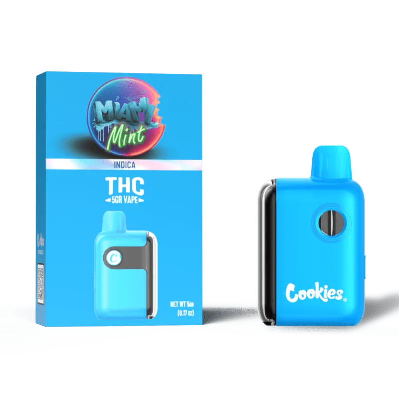 Cookies THC-A Miami Mint disposable 5G Indica with cool mint flavor and deeply soothing body high