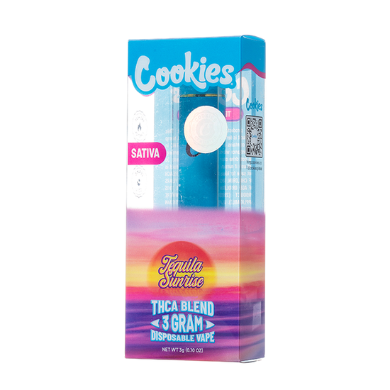 Cookies THC-A Tequila Sunrise disposable 3G Sativa with citrus cocktail flavor and bright energetic effects