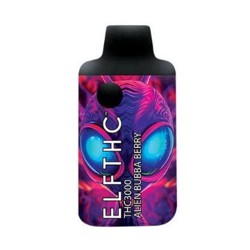 ELF THC THC3000 Disposable Vape in Alien Bubba Berry flavor – a hybrid strain combining berry flavors with balanced effects