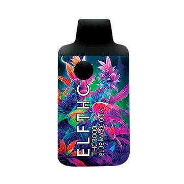 ELF THC THC3000 Disposable Vape in Blue Magic OG X flavor – a hybrid/sativa strain offering a magical blueberry flavor with uplifting effects