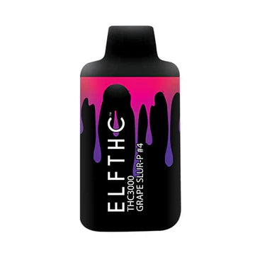 ELF THC THC3000 Disposable Vape in Grape Slur-P #4 flavor – a hybrid/indica strain offering a rich grape taste with calming effects