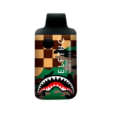 ELF THC THC3000 Disposable Vape in Shark Shock Diesel flavor – a hybrid/sativa strain featuring diesel notes with a hint of citrus