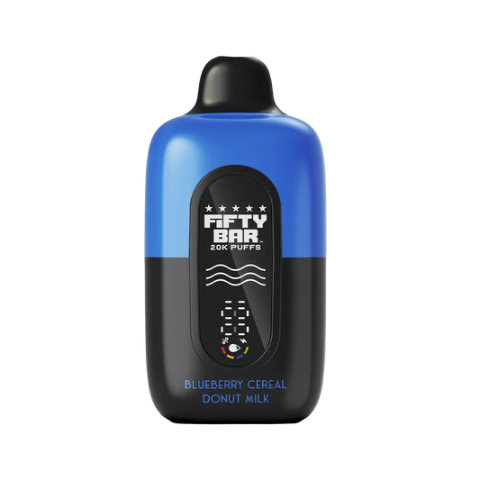 Fifty Bar 20000 Blueberry Cereal Donut Milk disposable vape with sweet blueberry donut cereal and creamy milk