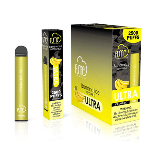 Fume Ultra 2500 Disposable Vape in Banana Ice flavor combining ripe banana sweetness with a refreshing menthol kick