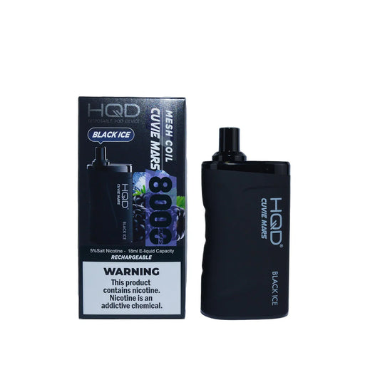 HQD Mars 8000 Black Ice Disposable Vape with a cool menthol blend