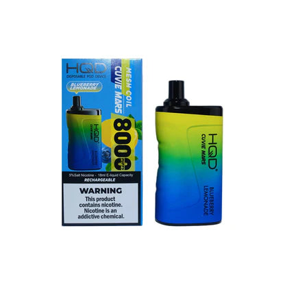 HQD Mars 8000 Blueberry Lemonade Disposable Vape with a sweet and tangy mix
