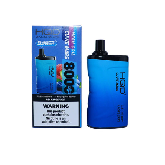 HQD Mars 8000 Blueberry Raspberry Disposable Vape with a fruity and refreshing taste
