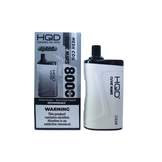 HQD Mars 8000 Clear Disposable Vape with a pure and smooth flavor