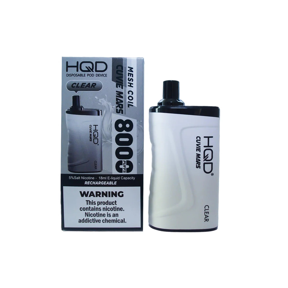 HQD Mars 8000 Clear Disposable Vape with a pure and smooth flavor