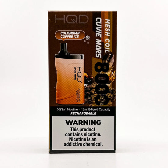 HQD Mars 8000 Colombian Coffee Ice Disposable Vape with a rich coffee taste and a cool finish