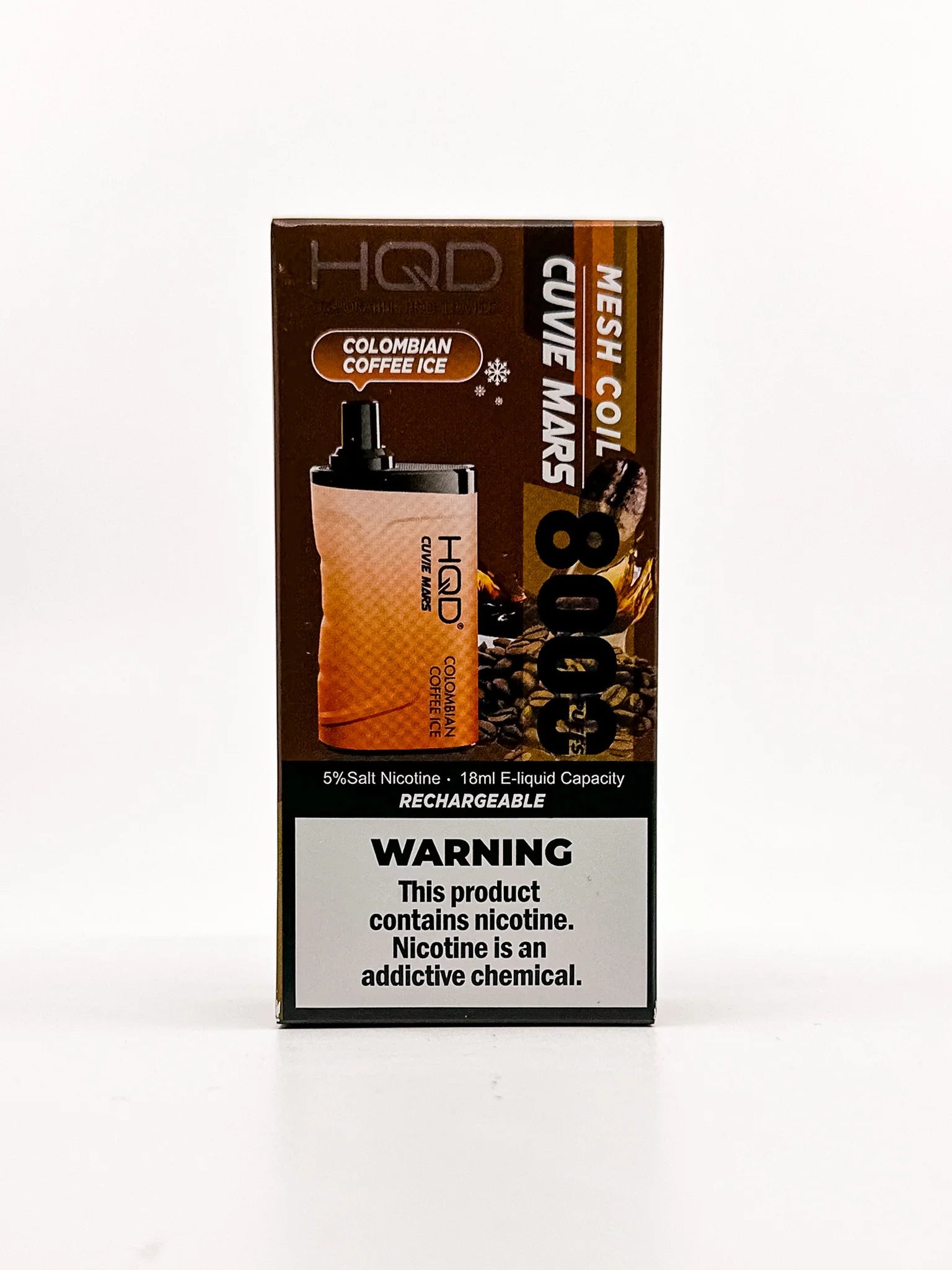 HQD Mars 8000 Colombian Coffee Ice Disposable Vape with a rich coffee taste and a cool finish