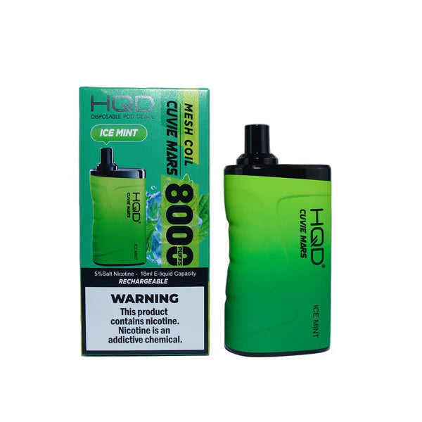 HQD Mars 8000 Ice Mint Disposable Vape with a cool and refreshing mint taste