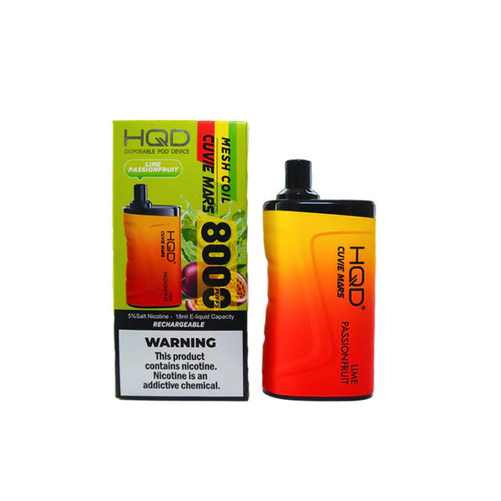 HQD Mars 8000 Lime Passion Fruit Disposable Vape with a tangy and tropical flavor