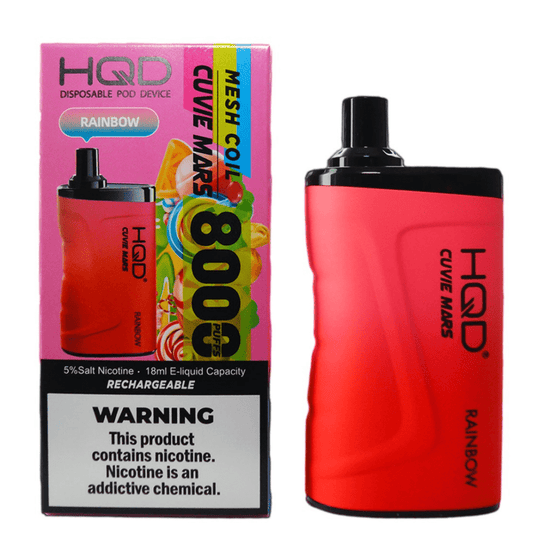 HQD Mars 8000 Rainbow Disposable Vape with a colorful mix of fruity flavors