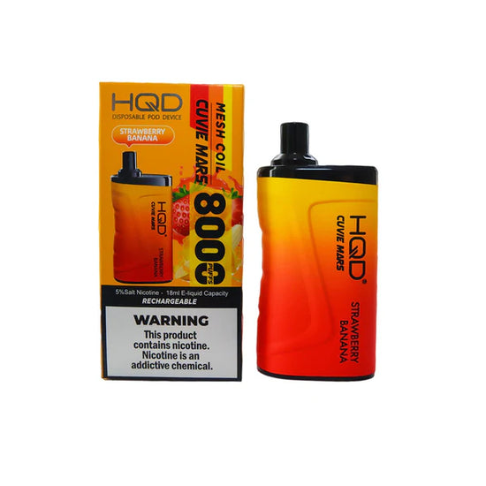 HQD Mars 8000 Strawberry Banana Disposable Vape with a smooth and creamy fruit blend