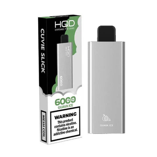 HQD Slick 6000 Guava Ice Disposable Vape with a tropical guava flavor and icy menthol touch