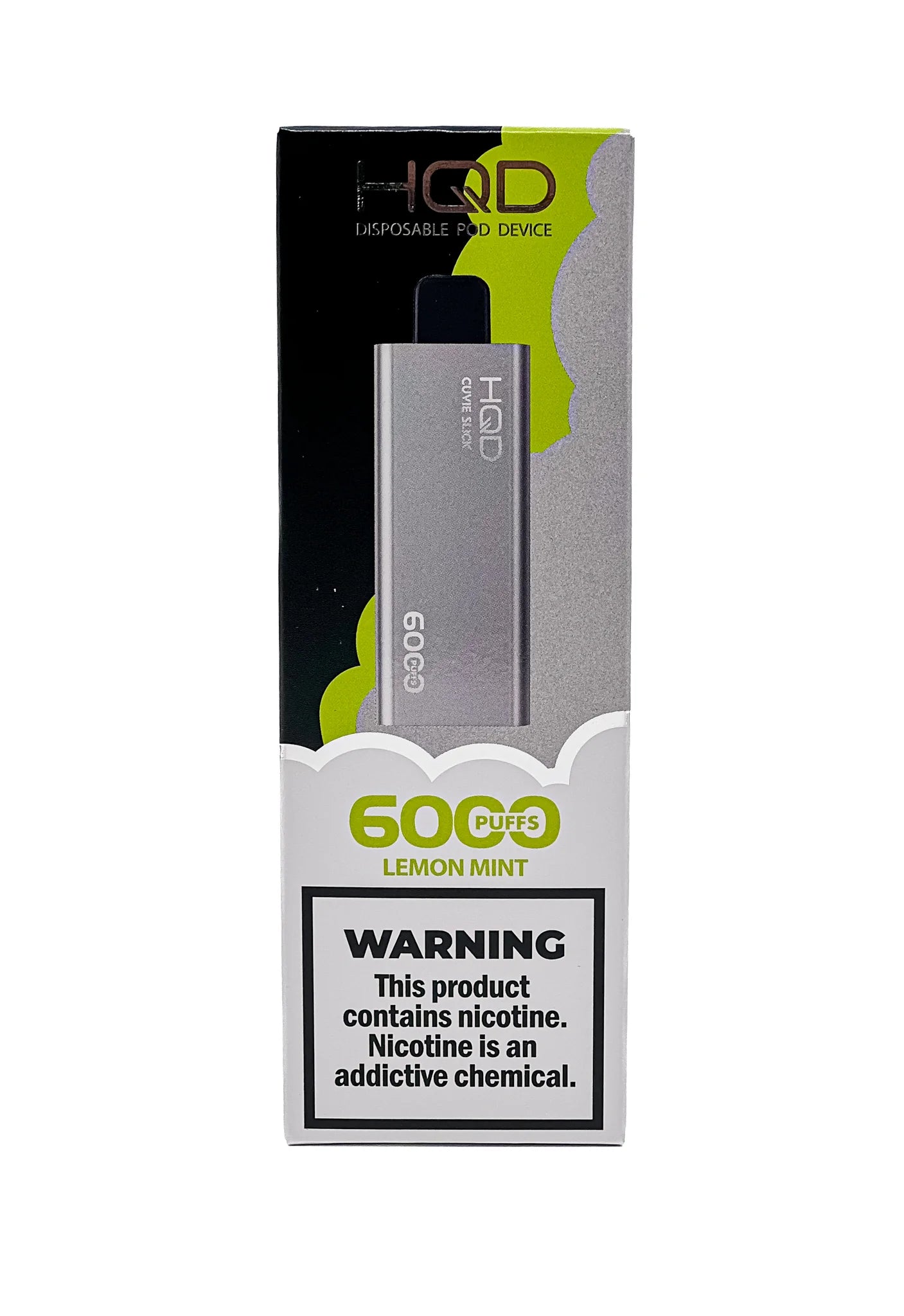 HQD Slick 6000 Lemon Mint Disposable Vape with a zesty citrus and cool mint blend