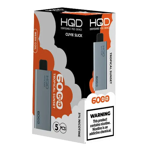 HQD Slick 6000 Tropical Sunset Disposable Vape with a smooth and exotic fruit flavor