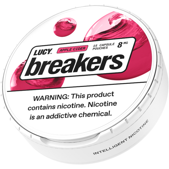 Lucy Breakers nicotine pouches in Apple Cider flavor, delivering a crisp and spiced apple taste with warm cider notes
