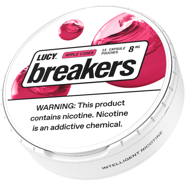 Lucy Breakers nicotine pouches in Apple Cider flavor, delivering a crisp and spiced apple taste with warm cider notes