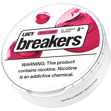 Lucy Breakers nicotine pouches in Apple Cider flavor, delivering a crisp and spiced apple taste with warm cider notes
