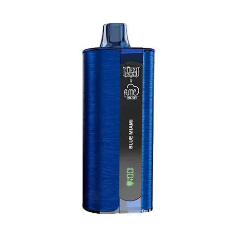 Nicky Jam x Fume 10000 Blue Miami disposable vape with cool blue raspberry and Miami-inspired chill