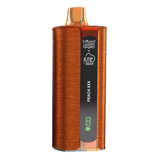 Nicky Jam x Fume 10000 Peach XXX disposable vape with intense juicy peach and fruity explosion