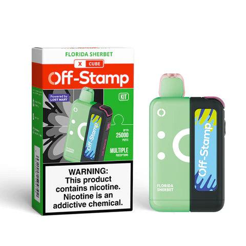 Off-Stamp X-Cube 25K Kit Florida Sherbet with creamy citrus rainbow sherbet flavor and sweet finish
