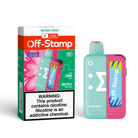 Off-Stamp X-Cube 25K Kit Miami Mint with cool refreshing mint flavor and tropical breeze smoothness