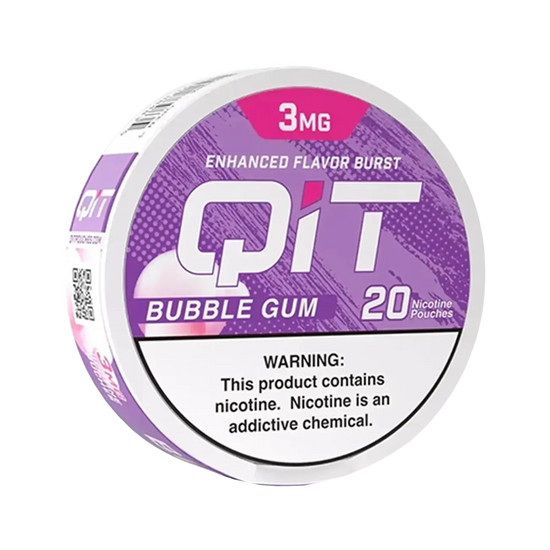 QIT Bubble Gum nicotine pouch 20CT can with sweet classic bubblegum flavor and smooth nicotine release