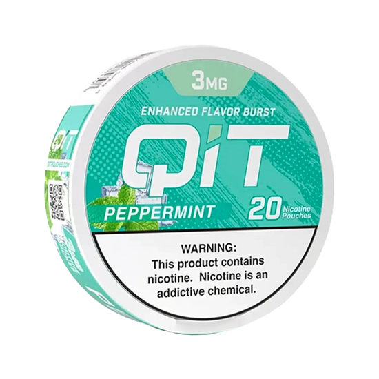 QIT Peppermint nicotine pouch 20CT can with intense peppermint flavor and clean smooth buzz
