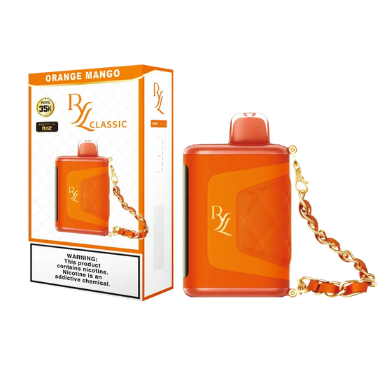 RAZ RYL Classic 35K Orange Mango disposable vape with bright citrus orange and juicy mango blend