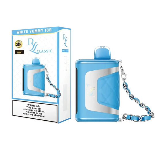 RAZ RYL Classic 35K White Yummy Ice disposable vape with sweet white gummy candy and icy finish