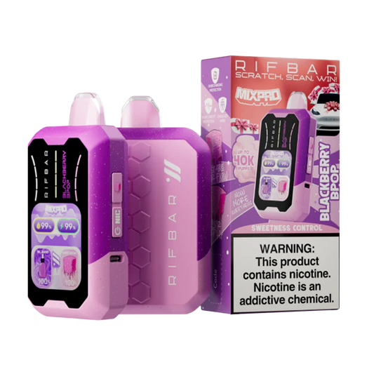 Rifbar MixPro 40K Blackberry B Pop disposable vape with bold blackberry flavor and candy like finish