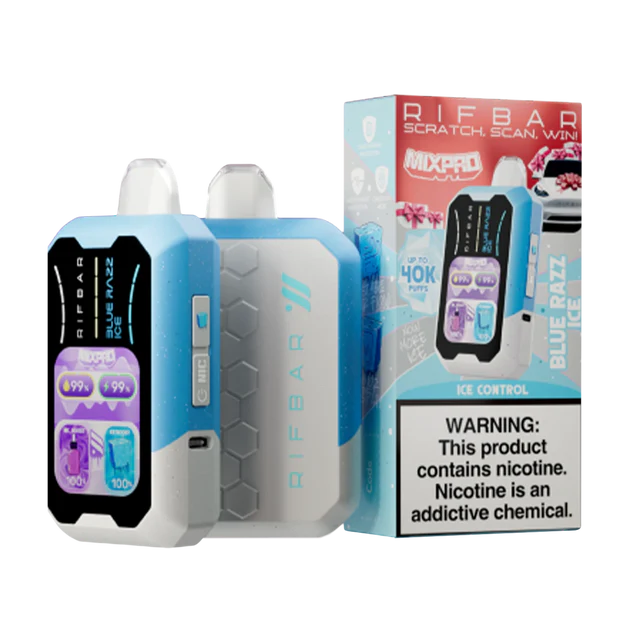 Rifbar MixPro 40K Blue Razz Ice disposable vape with sweet blue raspberry and frosty chill
