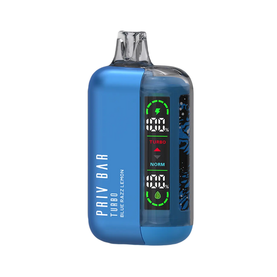 Smok Priv Bar Turbo Blue Razz Lemon disposable vape with tangy blue raspberry and citrus lemon twist