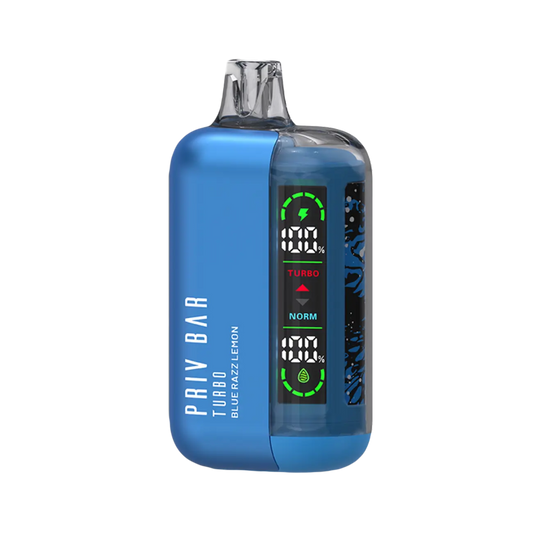 Smok Priv Bar Turbo Blue Razz Lemon disposable vape with tangy blue raspberry and citrus lemon twist