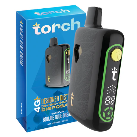 Torch Designer Distillate in Boujee Blue Dream, featuring a smooth blend of sweet berry and earthy herbal notes