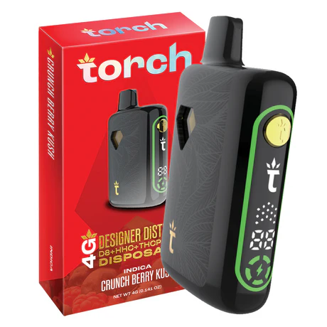Torch Designer Distillate in Crunch Berry Kush, delivering a sweet berry flavor with hints of creamy vanilla and kush undertones