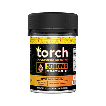 Torch Diamond Drop Strawanna gummies 5000mg THC-P with strawberry banana blend and euphoric full body relaxation