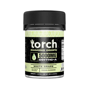 Torch Diamond Drop White Grape gummies 5000mg THC-A with smooth grape flavor and clean cerebral lift