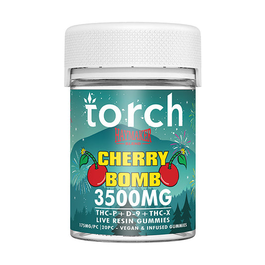 Torch Haymaker Cherry Bomb gummies 3500mg with explosive cherry flavor and powerful cannabinoid formula