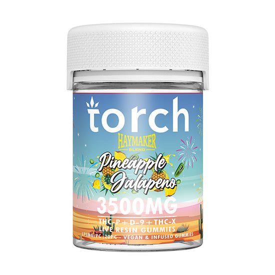 Torch Haymaker Pineapple Jalapeno gummies 3500mg with spicy tropical twist and bold THC experience